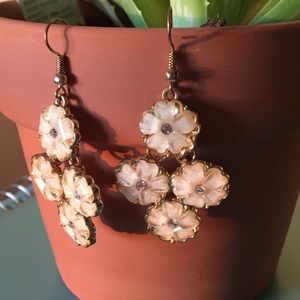 Pink flower Quad Earrings